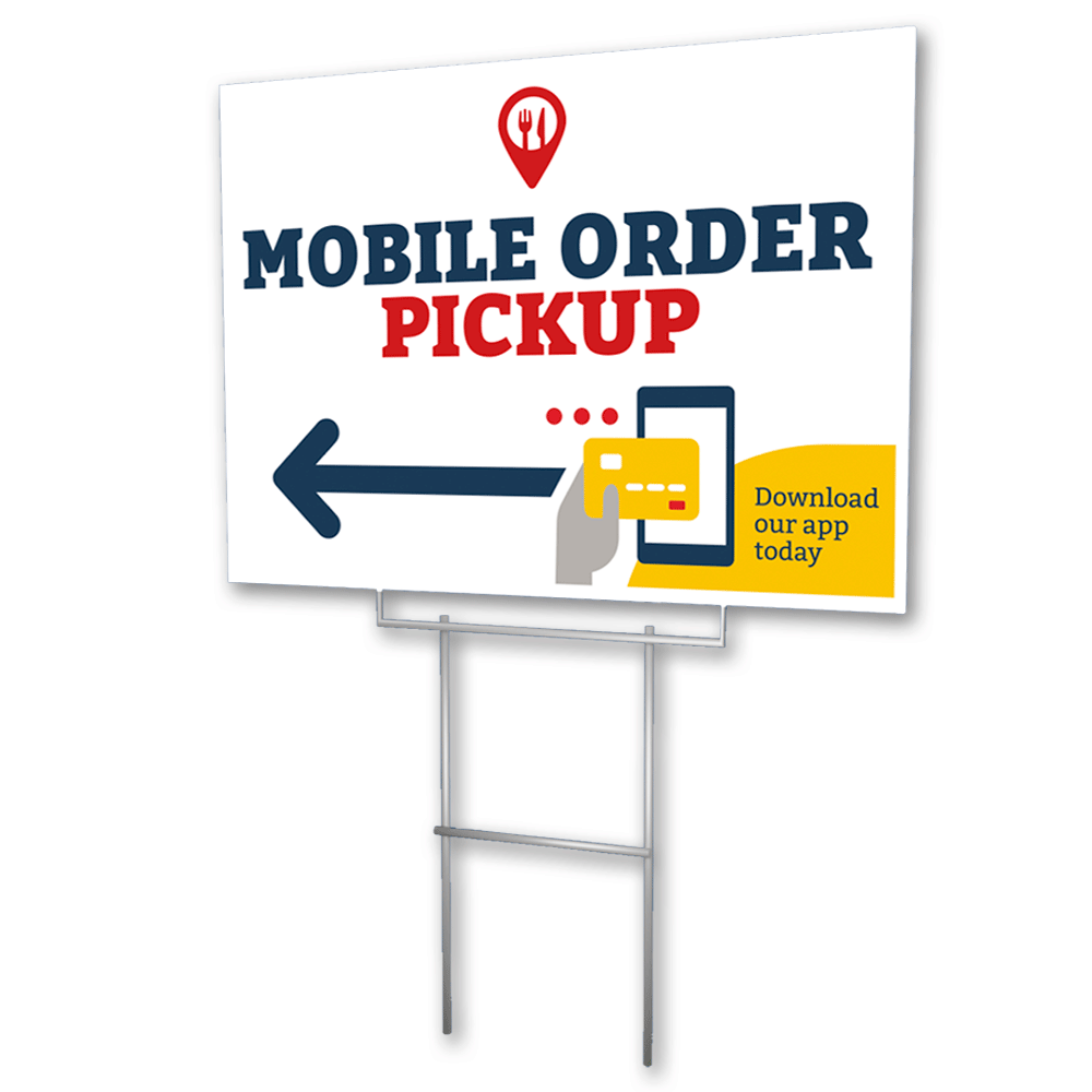 Mobile App Pickup - Left Arrow - Lawn Sign - 24 In. X 18 In.