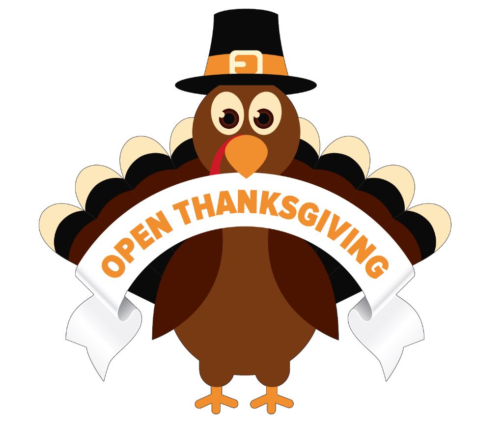 Open Thanksgiving Turkey Lawn Sign - 24 in x 24 in