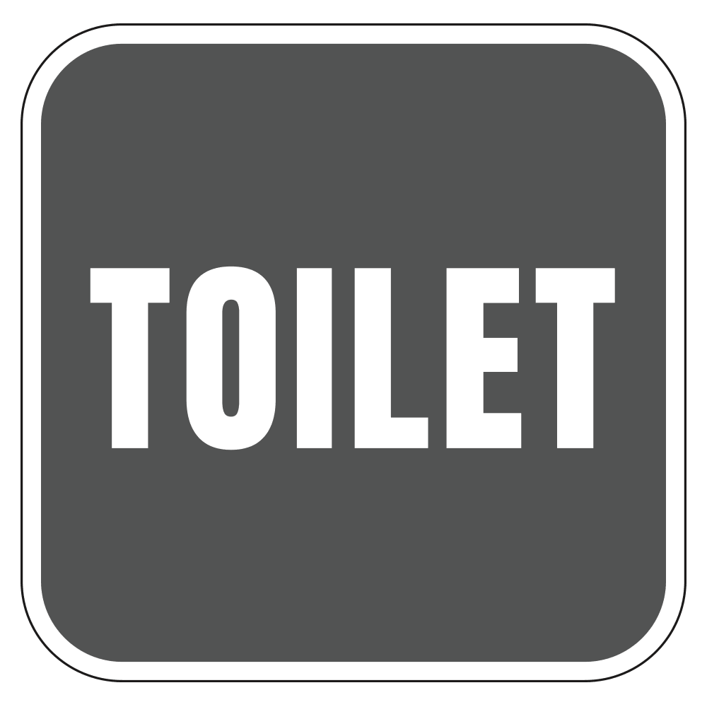Gray and white toilet design square for restroom signs