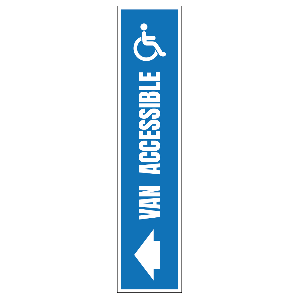 Blue and white van accessible left arrow design