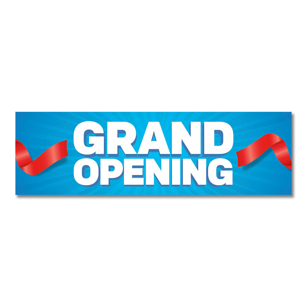 white blue and red grand opening banner design 10 ft x 3 ft white background