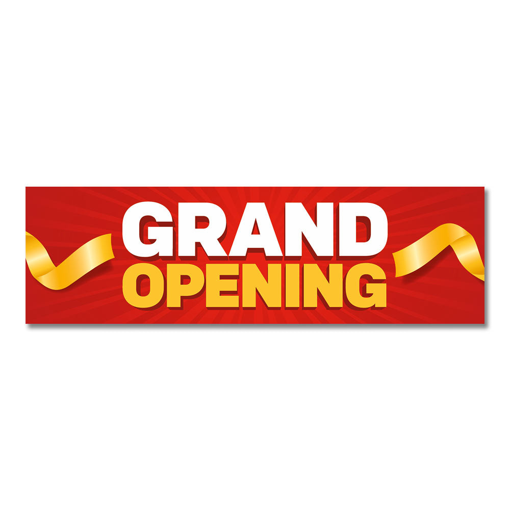 grand opening with ribbon red and yellow banner design white background