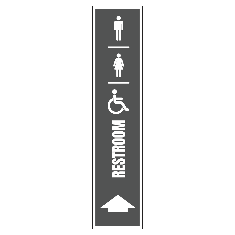 Men women and handicap restroom up arrow sign