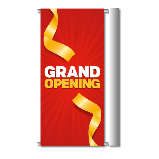 red yellow grand opening avenue banner design white background