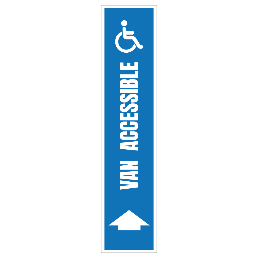 Blue and white van accessible up arrow design