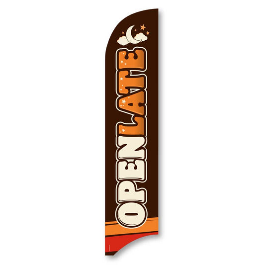 Open Late - Blade Flag w/Hardware - 13 FT.