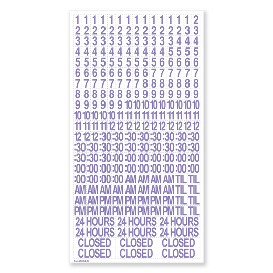 Hours of Operation Decal Snipes - 1/2 In. White Font