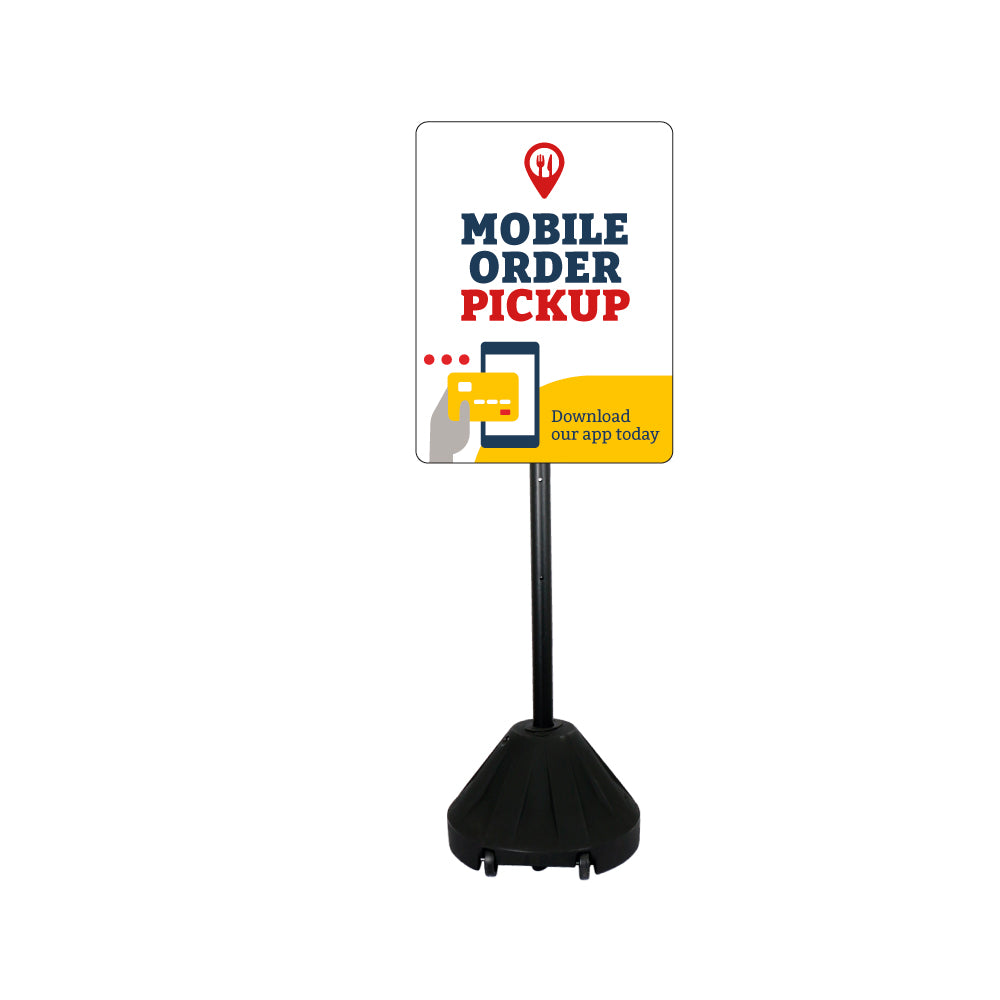 Mobile App Pickup - Parking Sign w/Black Base - 18 In. X 24 In.