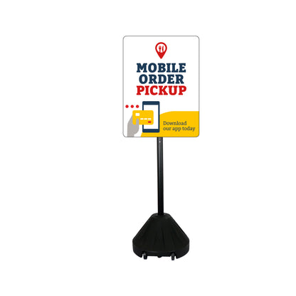 Mobile Order Pickup - Parking Sign w/Black Base - 18 In. X 24 In.