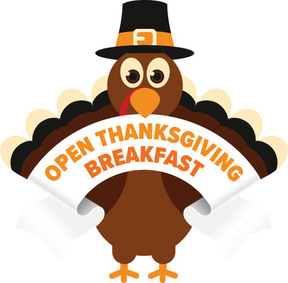 Open Thanksgiving Breakfast Turkey Lawn Sign - 24 In. x 24 In.