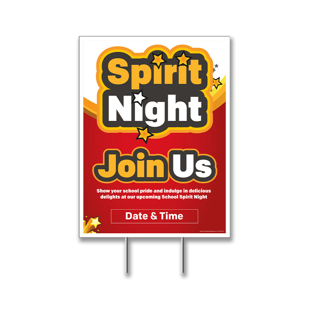 Spirit Night - Custom DS Lawn Sign - 18 In. X 24 In.