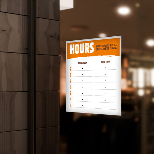 Restaurant Operating Hours Restaurant Signage and Canister Wraps – OperationalSignage.com