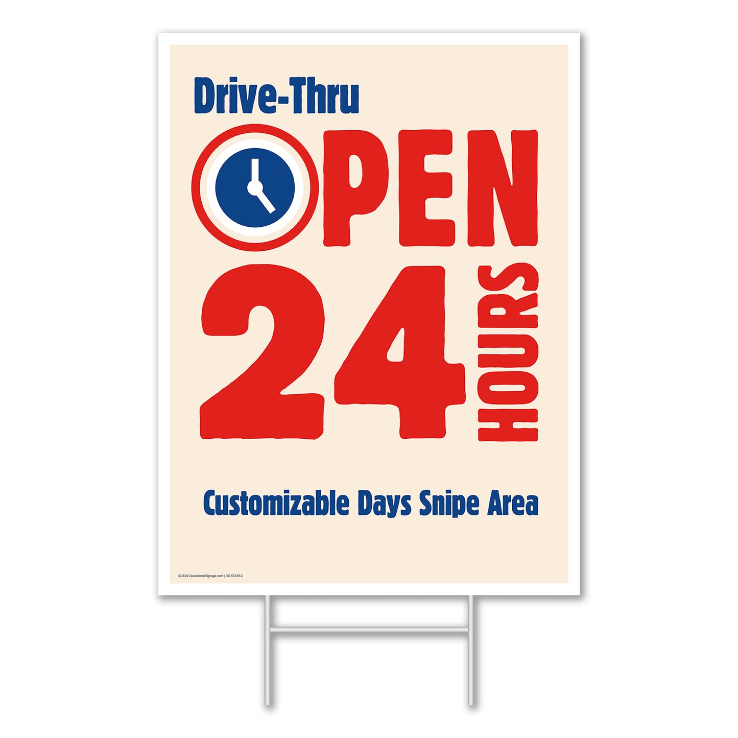 Drive Thru Open 24 HR's - Lawn Sign - 18 In. X 24 In.