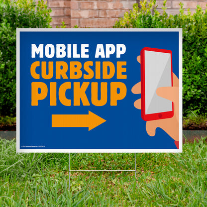 Mobile App Curbside Pickup - Directional Lawn Sign - 24 In. X 18 In.