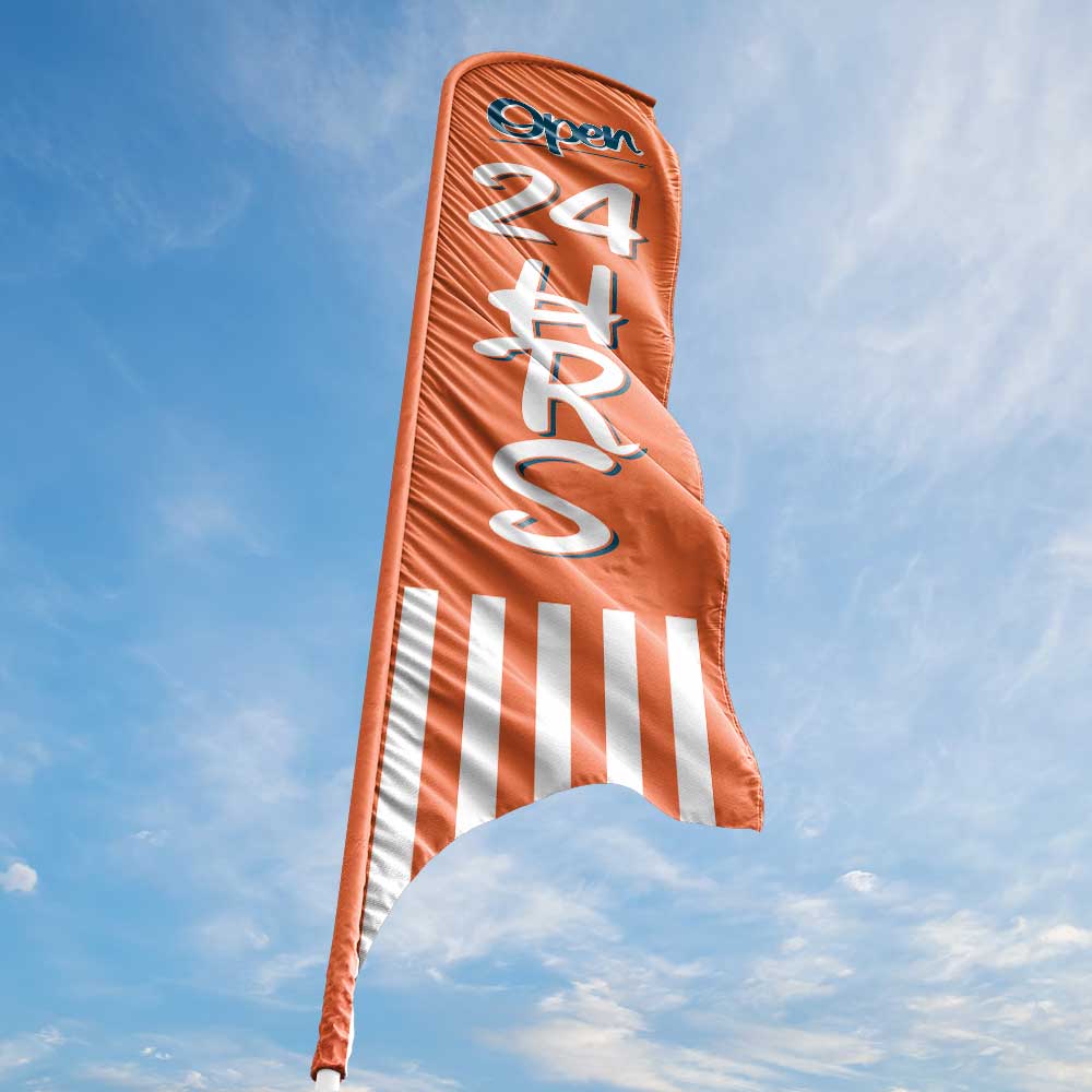 Open 24 Hours - Orange - Blade Flag 13 Ft.