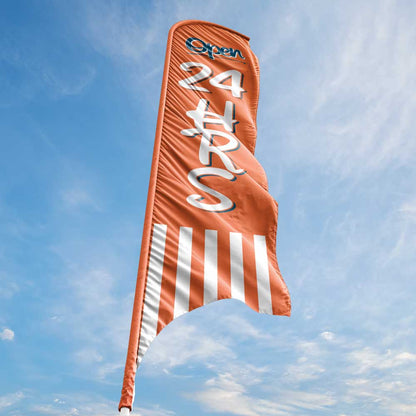 Open 24 Hours - Orange - Blade Flag 13 Ft.