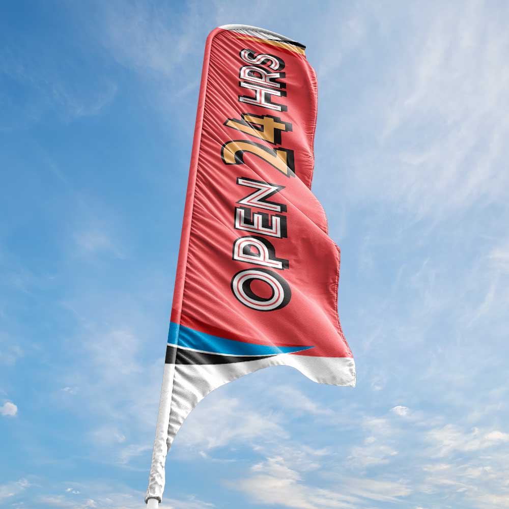 Open 24 Hours - Peach - Blade Flag 13 Ft.