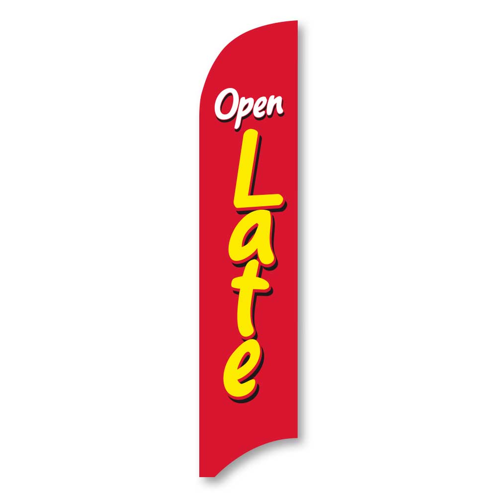 Open Late - Red - Blade Flag w/Hardware - 13 FT.