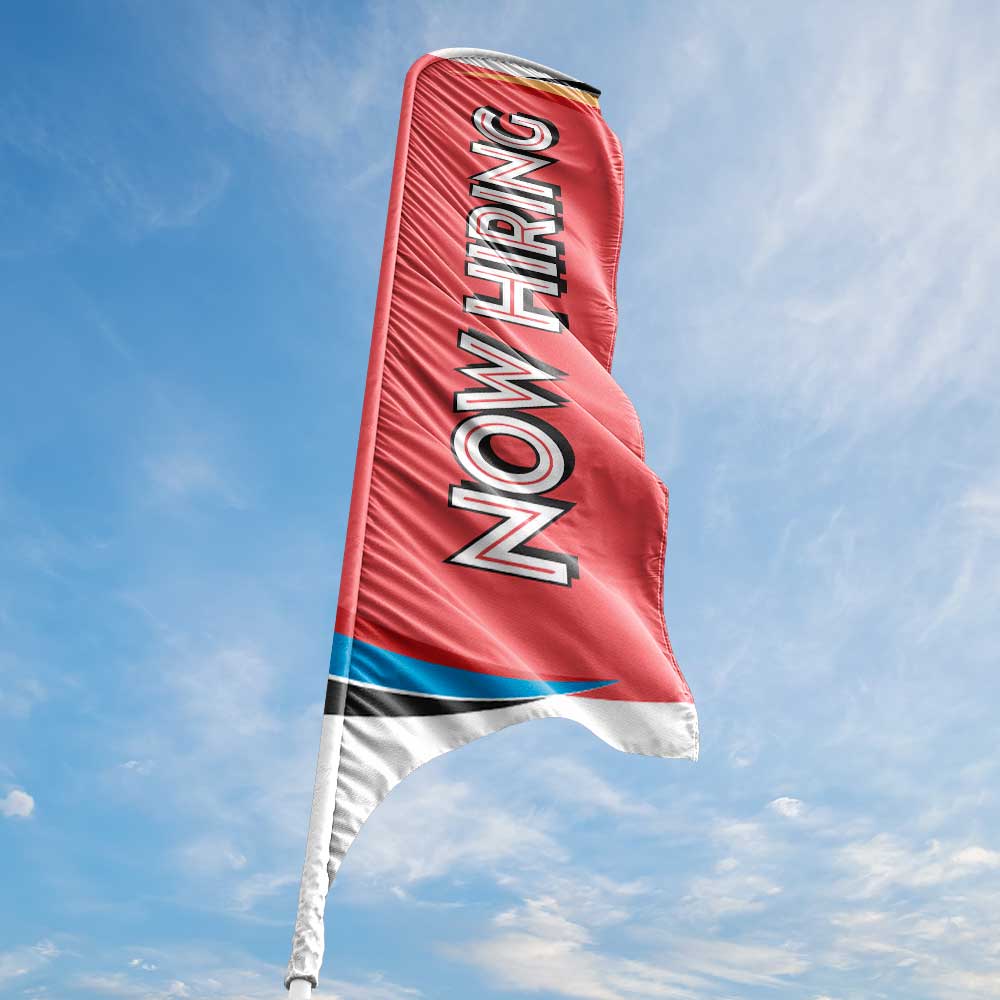 Now Hiring - Peach - Blade Flag w/Hardware - 13 FT.