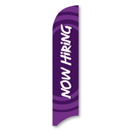 Now Hiring - Purple - Blade Flag w/Hardware - 13 FT.