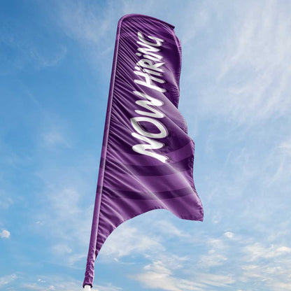 Now Hiring - Purple - Blade Flag w/Hardware - 13 FT.