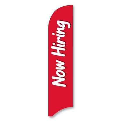Now Hiring - Red - Blade Flag w/Hardware - 13 FT.