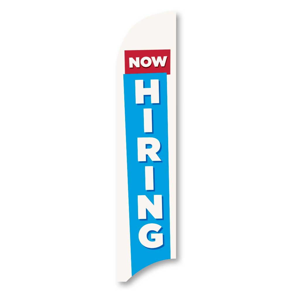 Now Hiring - Blue - Blade Flag w/Hardware - 13 FT.