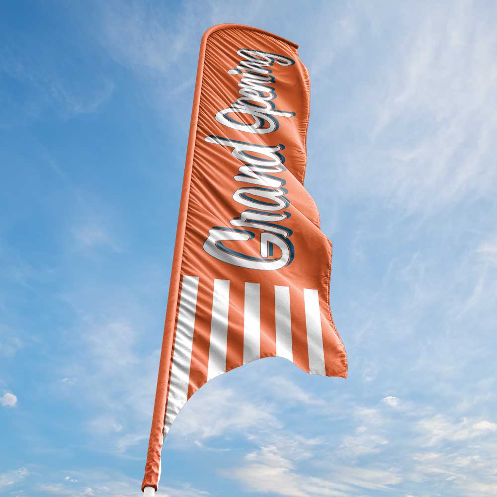 Grand Opening - Orange - Blade Flag w/Hardware - 13 FT.