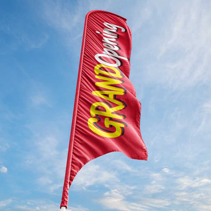 Grand Opening - Red - Blade Flag w/Hardware - 13 FT.