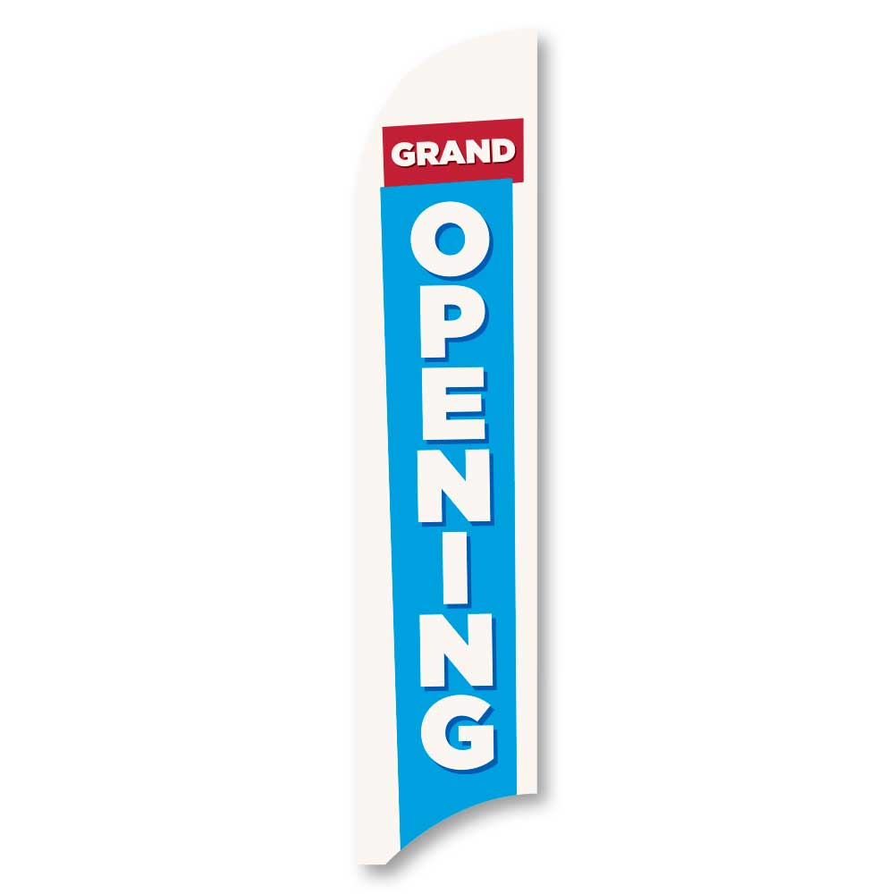 Grand Opening - Blue - Blade Flag w/Hardware - 13 FT.