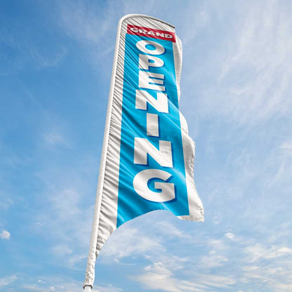 Grand Opening - Blue - Blade Flag w/Hardware - 13 FT.