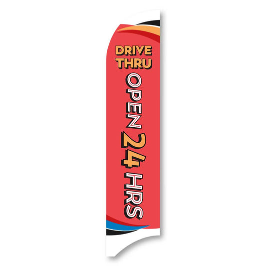 Drive-Thru Open 24 Hours - Peach - Blade Flag 13 Ft.