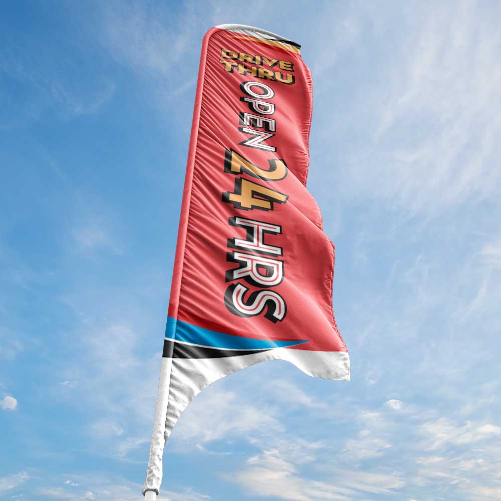 Drive-Thru Open 24 Hours - Peach - Blade Flag 13 Ft.