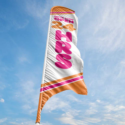 Drive-Thru Open 24 Hours - Pink - Blade Flag w/Hardware - 13 FT.