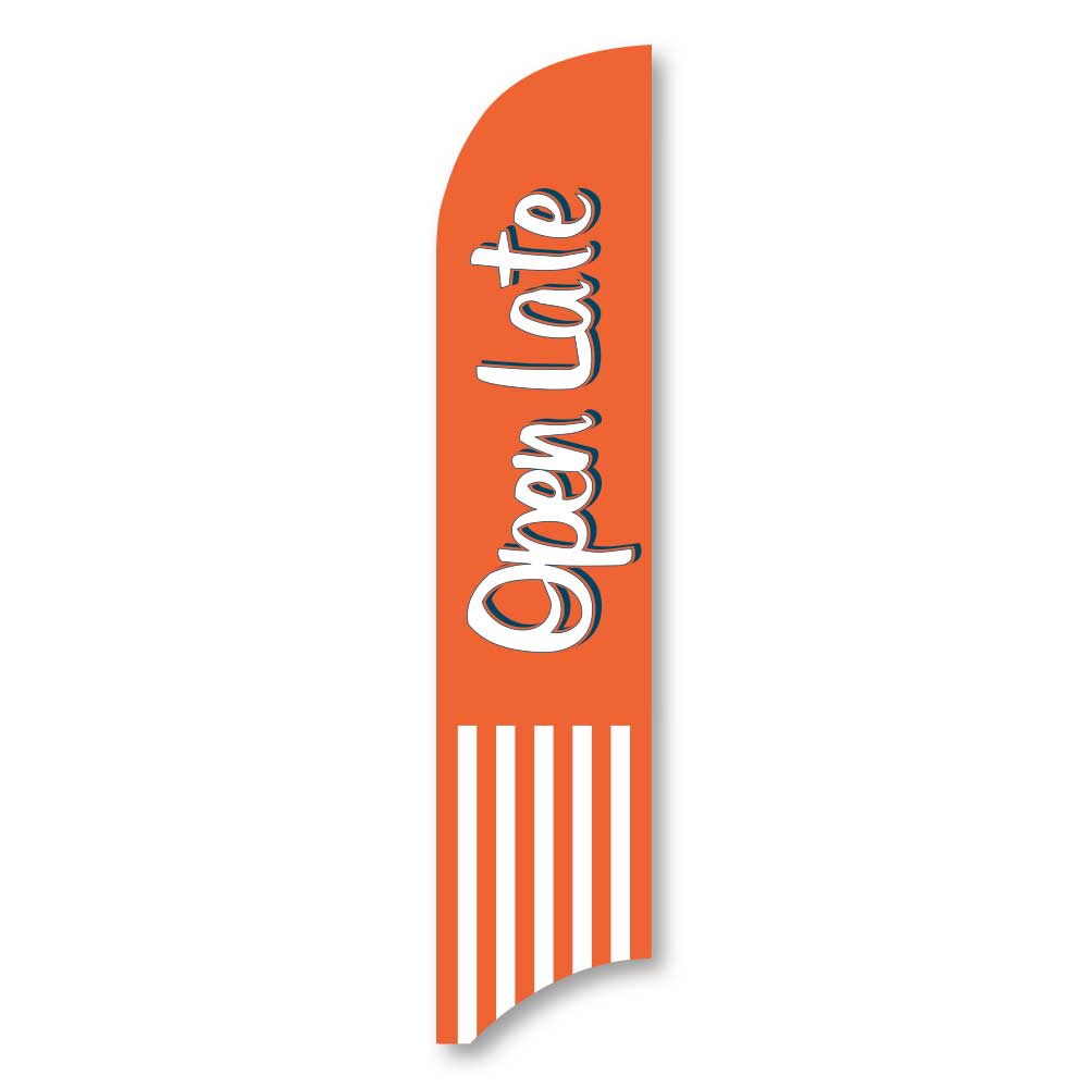 Open Late - Orange - Blade Flag w/Hardware - 13 FT.