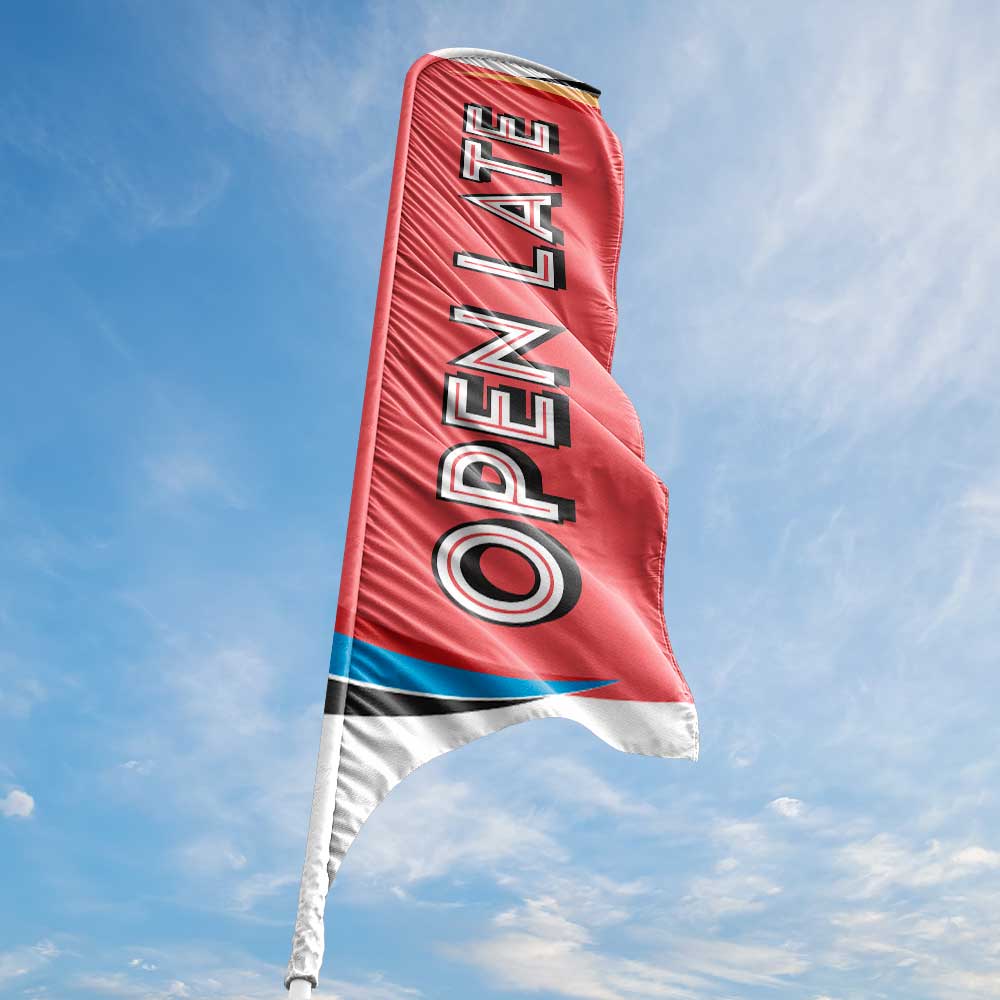 Open Late - Peach - Blade Flag w/Hardware - 13 FT.