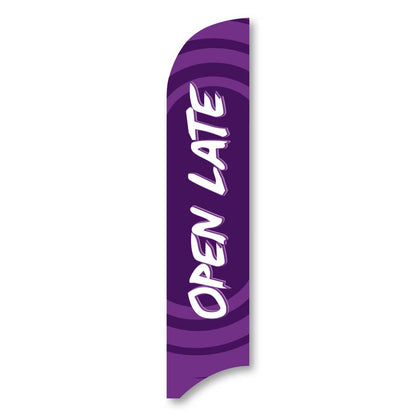 Open Late - Purple - Blade Flag w/Hardware - 13 FT.