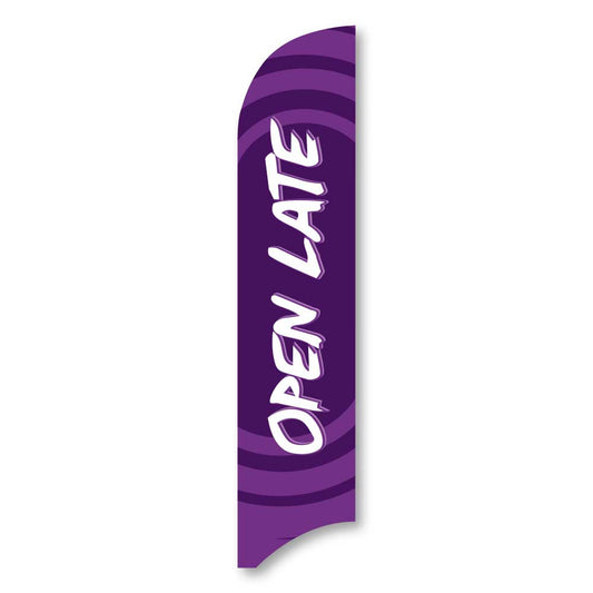Open Late - Purple - Blade Flag w/Hardware - 13 FT.