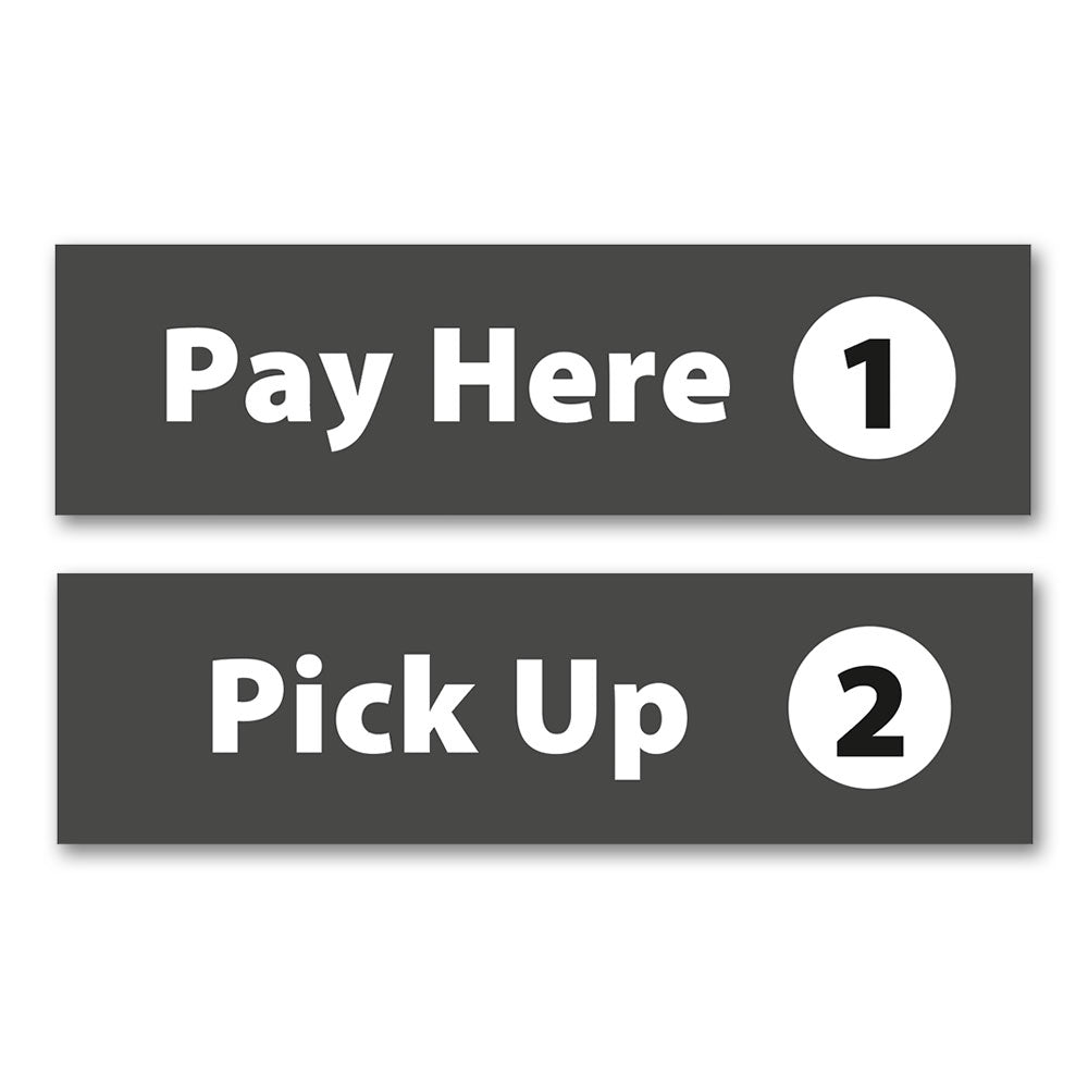 Pay and Pick Up Window Signs - Grey and White – OperationalSignage.com