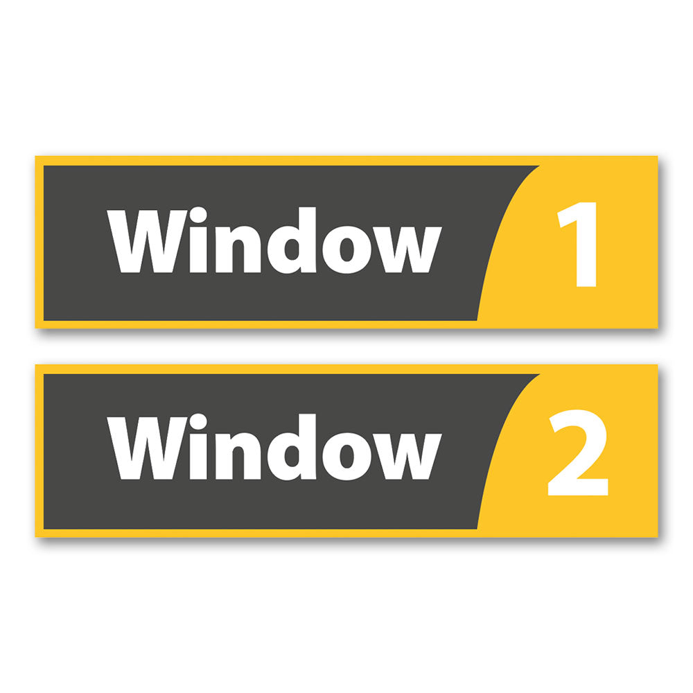 Window 1 and 2 Signs - Grey and Yellow