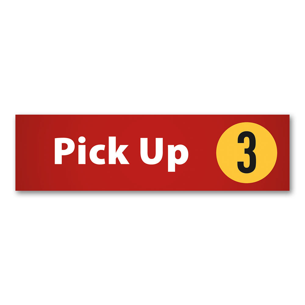 Pick Up 3 Window Sign - Red and Yellow