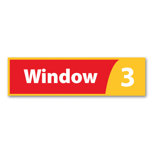 Window 3 Sign - Red and Yellow