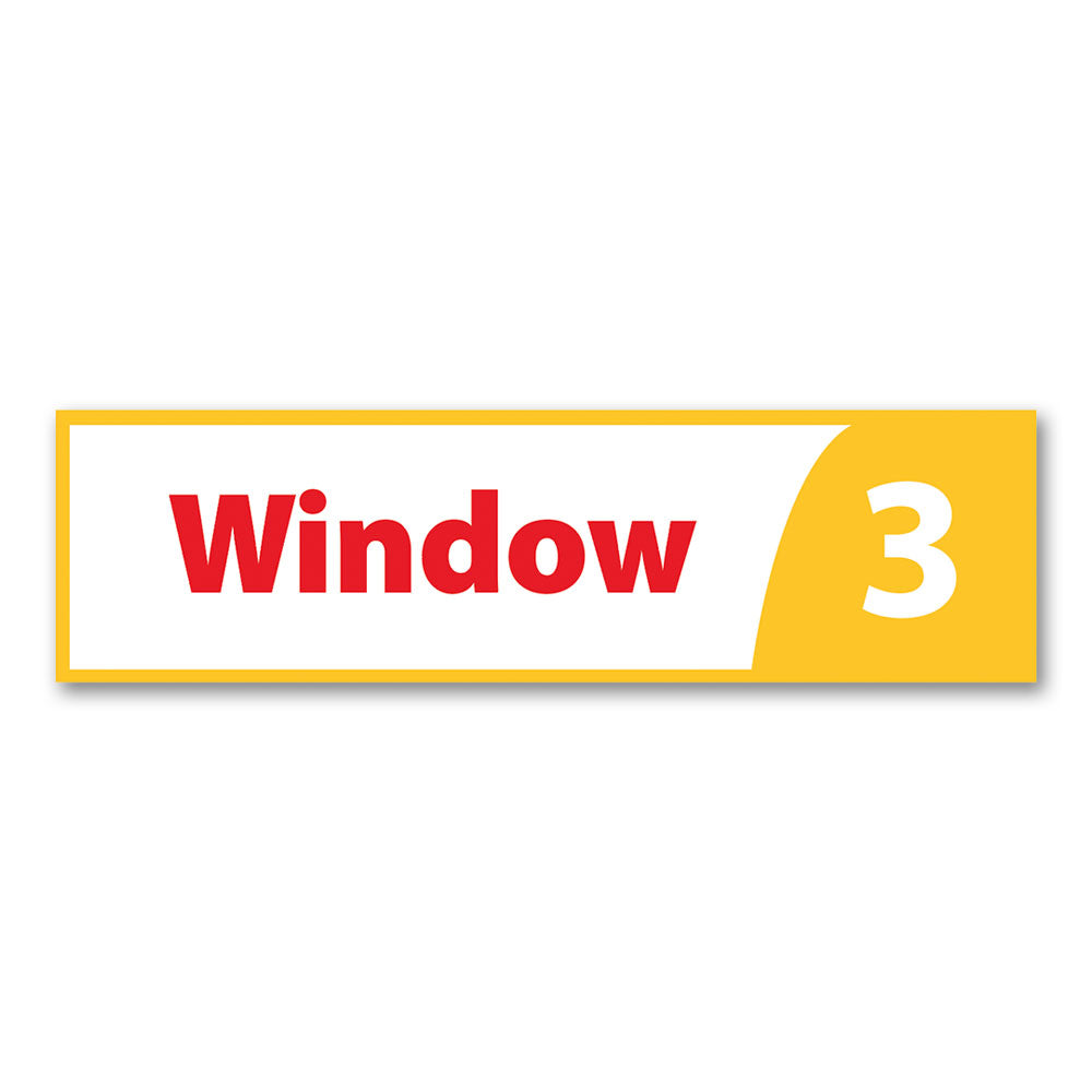 Window 3 Sign - White and Yellow
