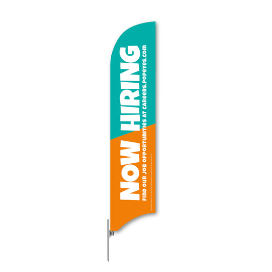 Now Hiring - Popeyes - Blade Flag w/Hardware - 13 FT.