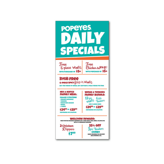 Daily Specials - Popeyes - Pylon Wrap - 18" x 40"