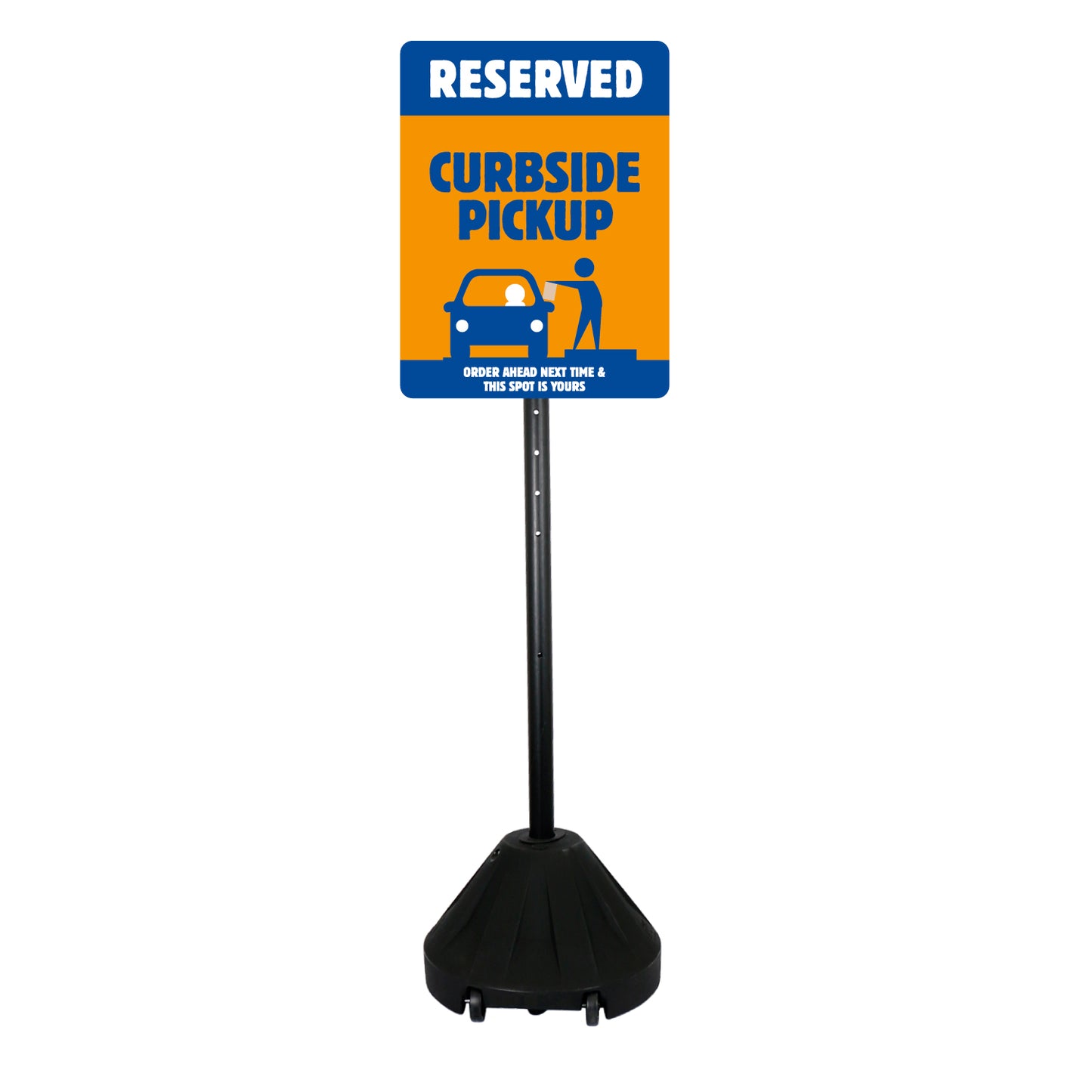 Curbside Pickup - Parking Sign w/Black Base - 18 In. X 24 In.