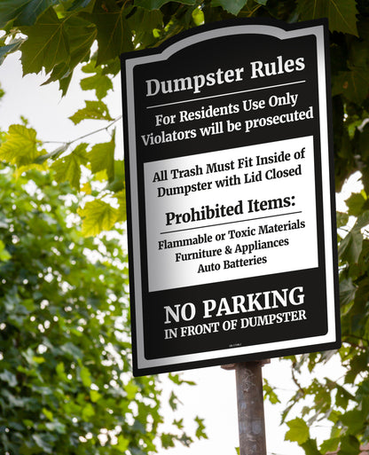 Dumpster Rules - Parking Sign -   12 In. X 18 In.