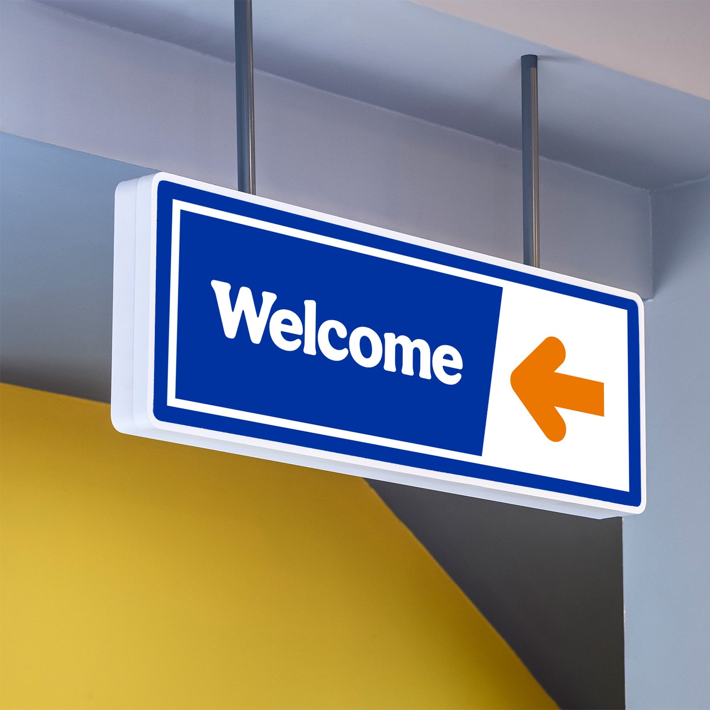 Welcome - Blue/Orange - Directional Sign