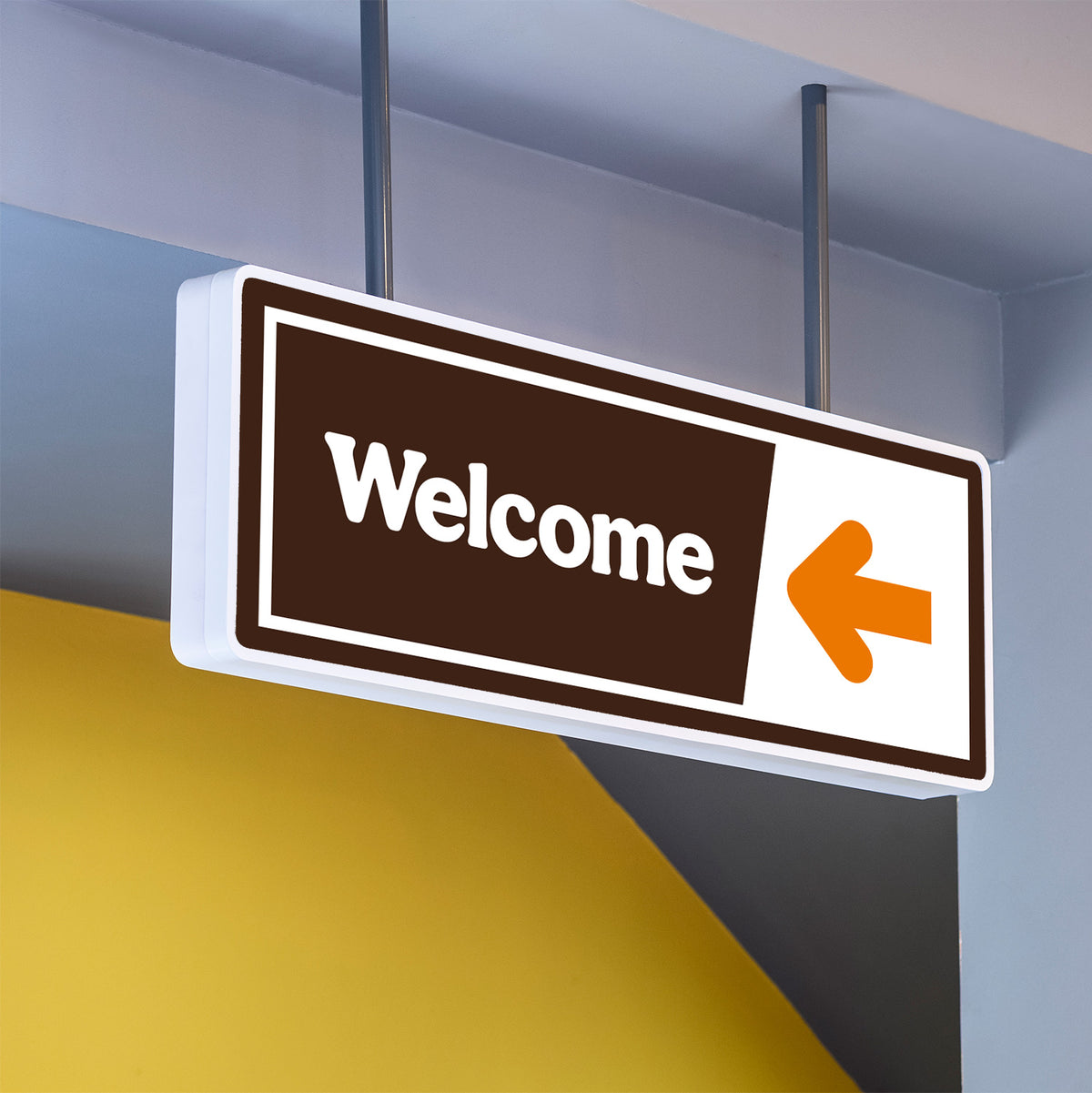 Help Sign Orange Welcome - Brown/Orange - Directional Sign – OperationalSignage.com
