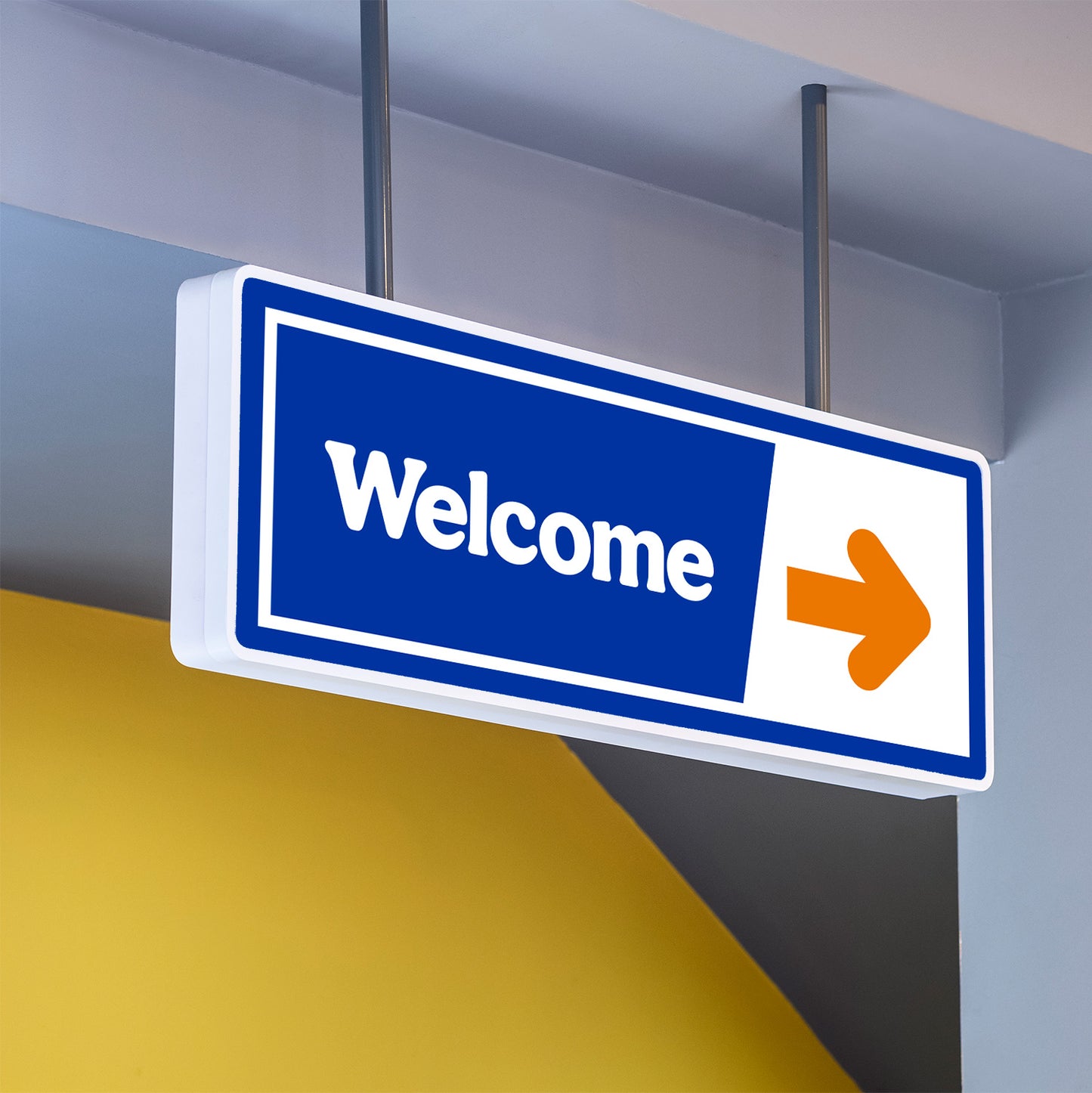 Welcome - Blue/Orange - Directional Sign